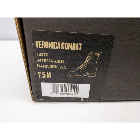 Frye Dark Brown Veronica Leather Lace Up Heeled Combat Boots 7.5 - Picture 10 of 12